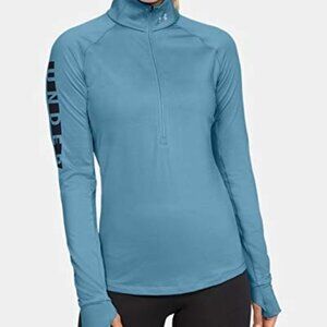 Under Armour Women's ColdGear 1/2 Zip Pullover Light Blue Mock Neck Medium NEW